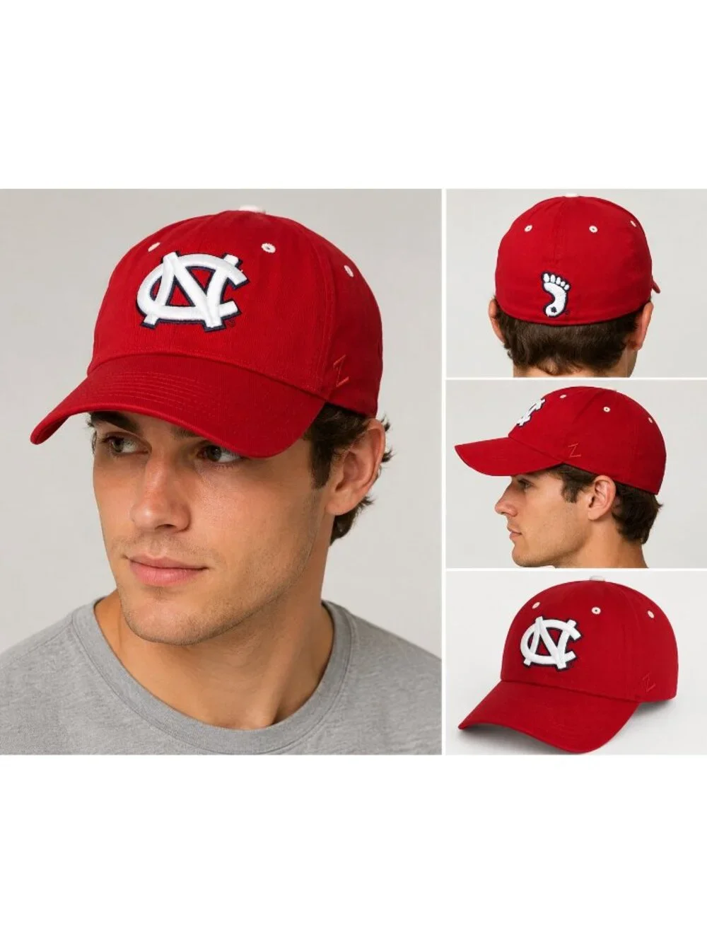 North Carolina Tar Heels Zephyr Fitted Baseball Cap Red White Embroidered NCAA A